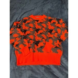WINCHESTER Camouflage Orange Gray Black Acrylic Knit Sweater Men's Size L